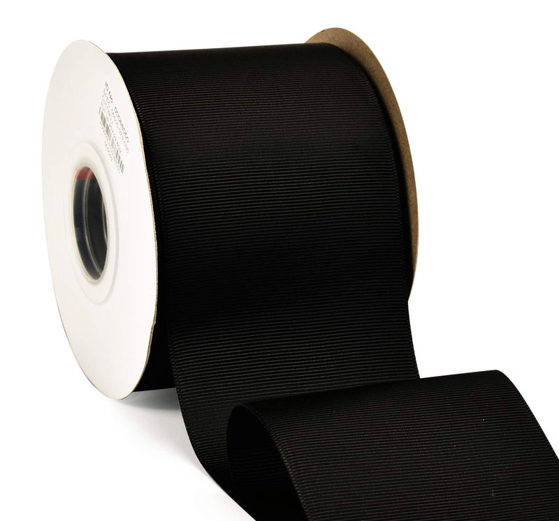 YAMA 3 inch Solid Grosgrain Ribbon Roll - 25 Yards for Gift Wrapping Ribbons, Black - Image 2